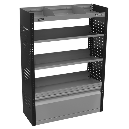 Modular Slanted Shelf Van Storage System