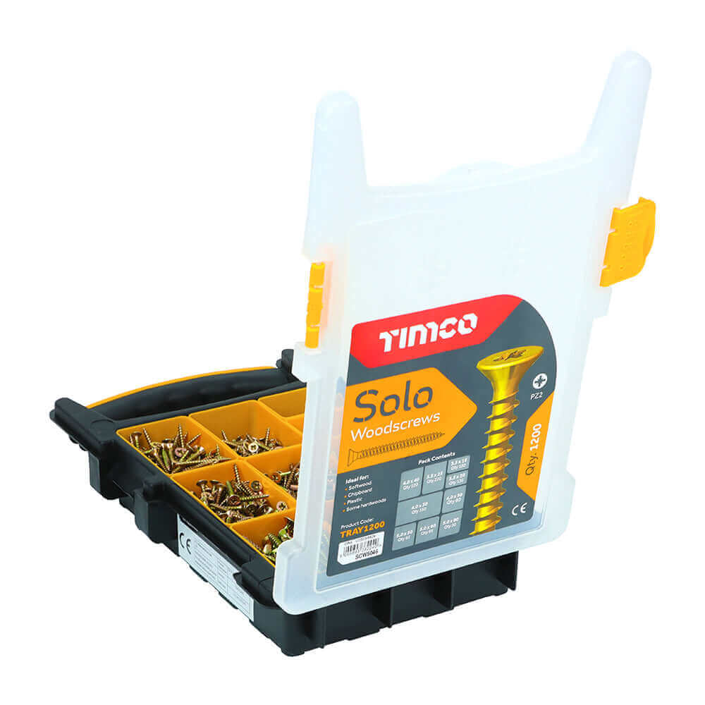 TimCo Solo Aglomerado y tornillos para madera - Bandeja mixta amarillo - 1200 piezas SET 3
