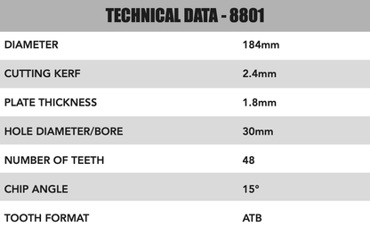 Brzeszczot ATB 184mm X 30/20mm X 2.4mm 48 zębów - 8801