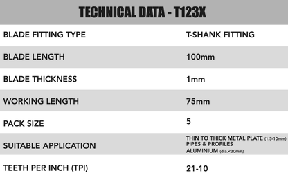 T123X Metal cutting Jigsaw Blades 1199